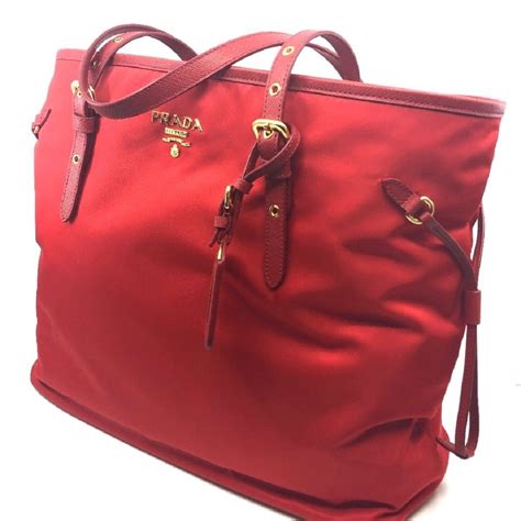 prada leather tote red|Prada nylon shopper tote.